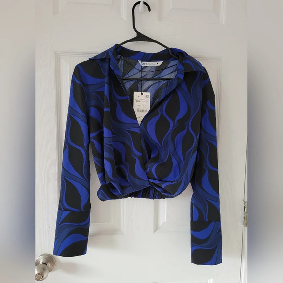 Zara Pleated Printed Shirt NWT - Picture 6 of 10